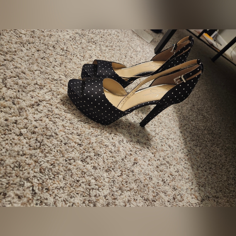 Jessica Simpson Black Polka Dot Heels